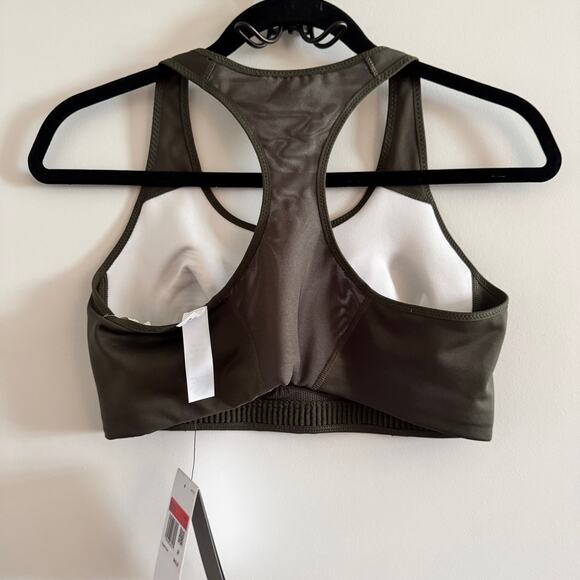 New Nike Training Dri-FIT Swoosh Padded Sports Bra Green Racerback Strap Sz L - Picture 5 of 5